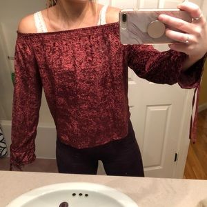Velvet off the shoulder shirt
